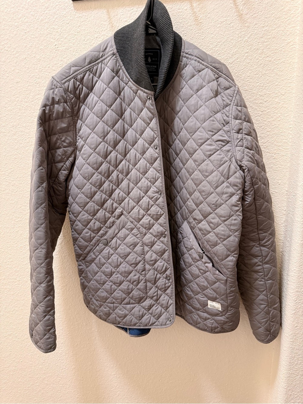 Frank & Oak Quilted Gray Bomber Jacket